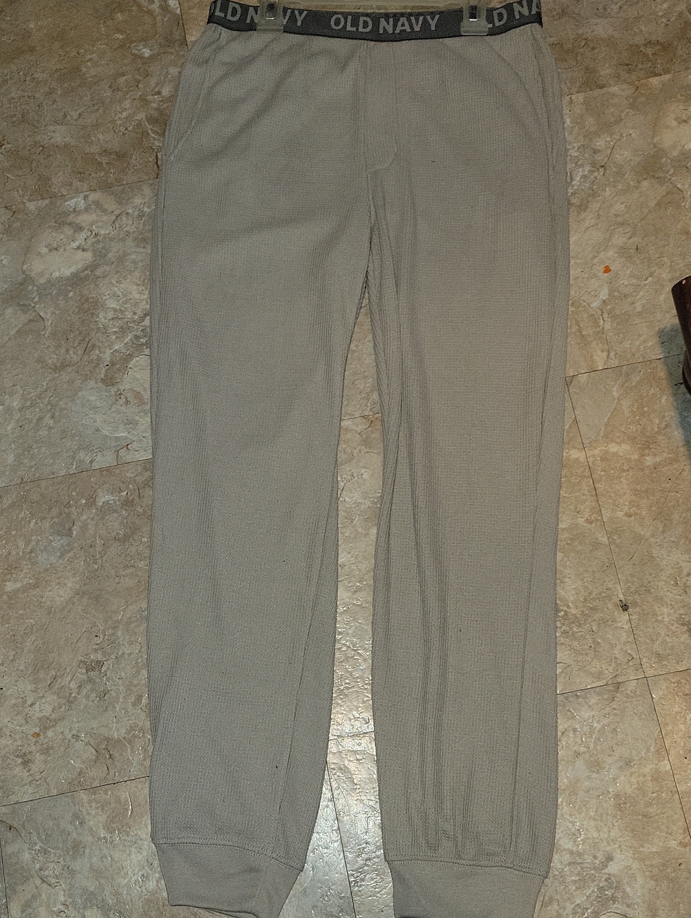 Old Navy Boys Light Grey Waffle Thermal Joggers